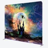 Aperturee - Aperturee Magical Sky Halloween Castle Square Tension Backdrop